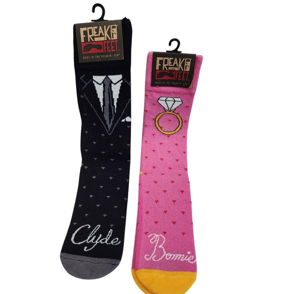 Freaker Feet NWT Clyde Bonnie Bride Groom Wedding Socks Set Novelty Gift Quirky